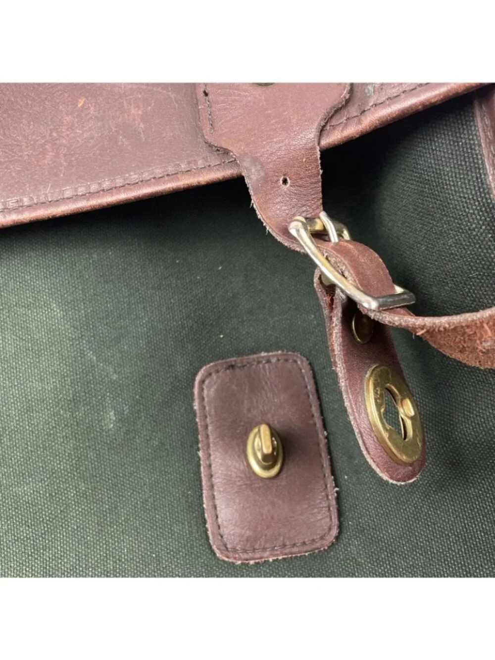 Vintage Orvis Battenkill Canvas Leather Briefcase Messenger Bag Shoulder Strap